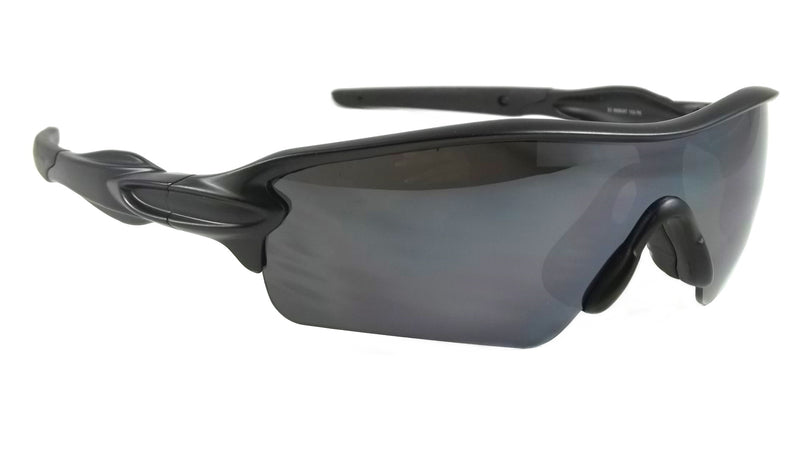Cool Sport Sunglasses Renegade Wrap Around Large Black Frame Mirror Lens