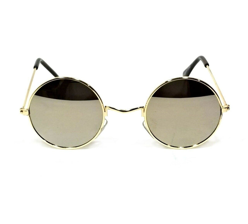 Retro Round Hippie Sunglasses Mirror Lens John Lennon Style Silver Black