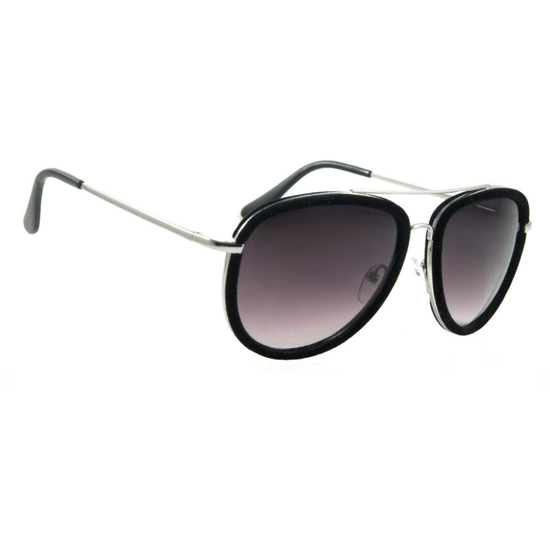 Retro Aviator Sunglasses Velour Vintage Metal Suede Frame