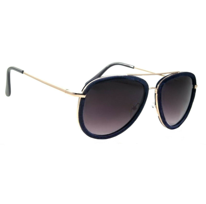 Retro Aviator Sunglasses Velour Vintage Metal Suede Frame