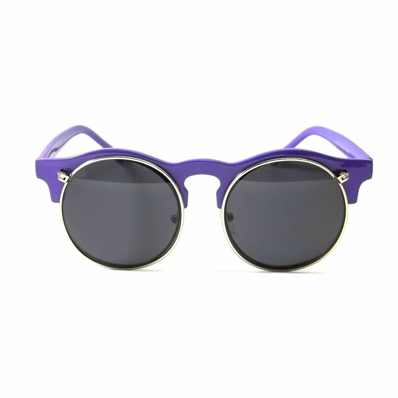 Retro Flip Up Round Sunglasses Classic Berry Steam-punk Vintage Frame