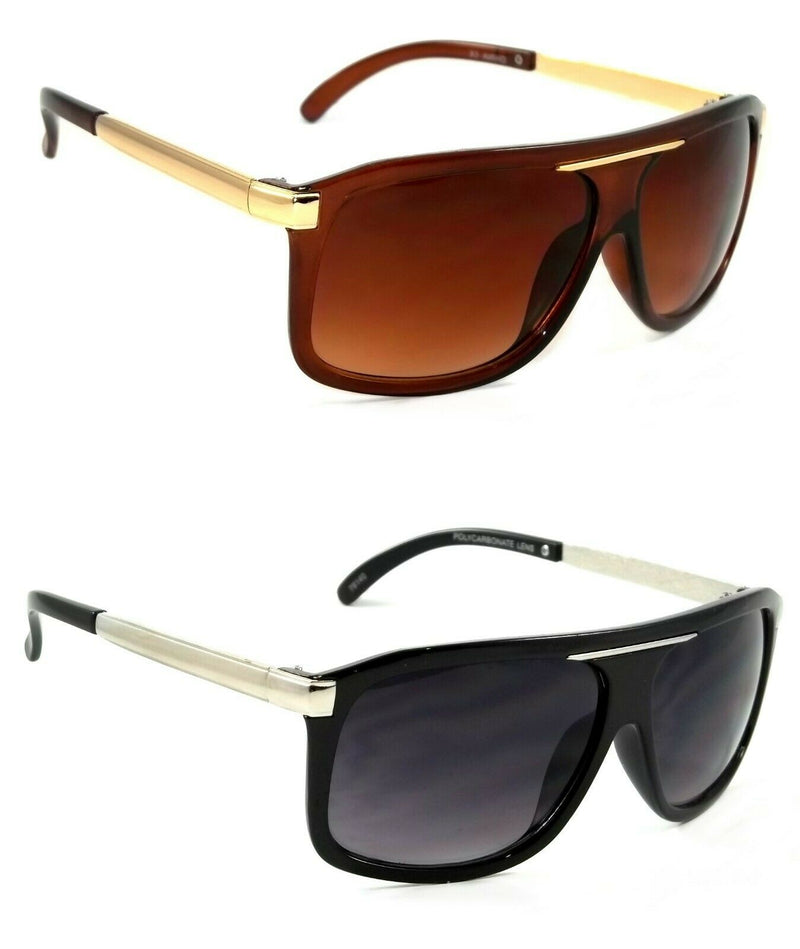 Cool Retro Aviator Sunglasses Uptown Rich Frame Shades Black Brown