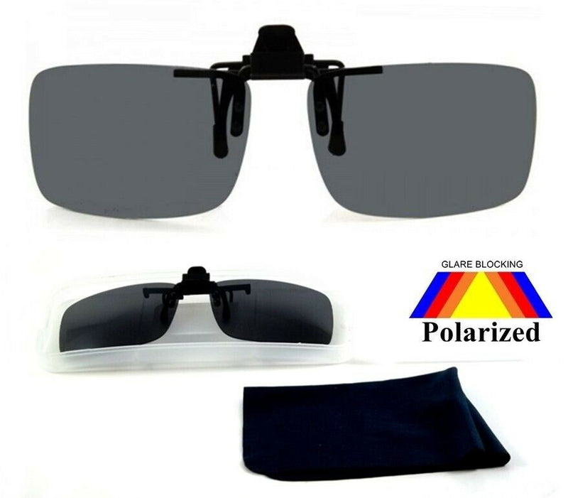 Quinn Retro Polarized Clip On Sunglasses Gray With Case and Cleaning Cloth