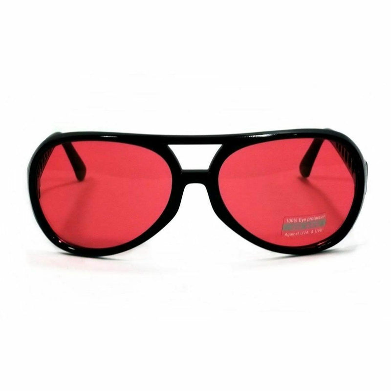 Hot Celebrity Vintage Style Elvis Rock Aviator Retro Sunglasses Red Lens