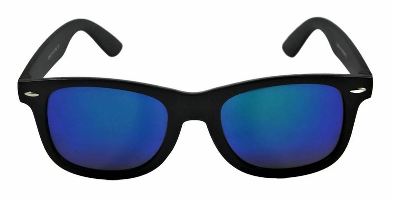 Retro Polarized Sunglasses Square Classic Harper Mirror Lens Black Frame