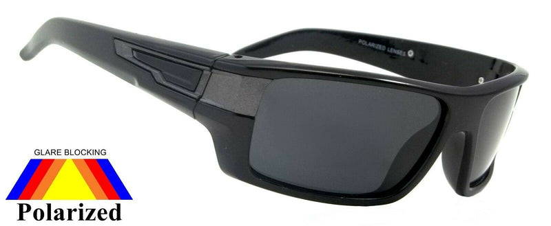 Cool Polarized Sunglasses Wrap Dixon Black Retro Sport Frame Smoke Lens