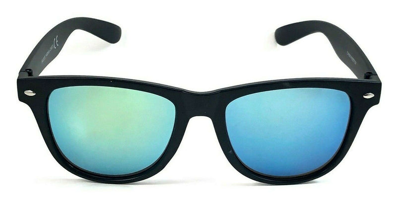 Retro Classic Sunglasses Square Ridler Black Horned Frame Mirror Lens