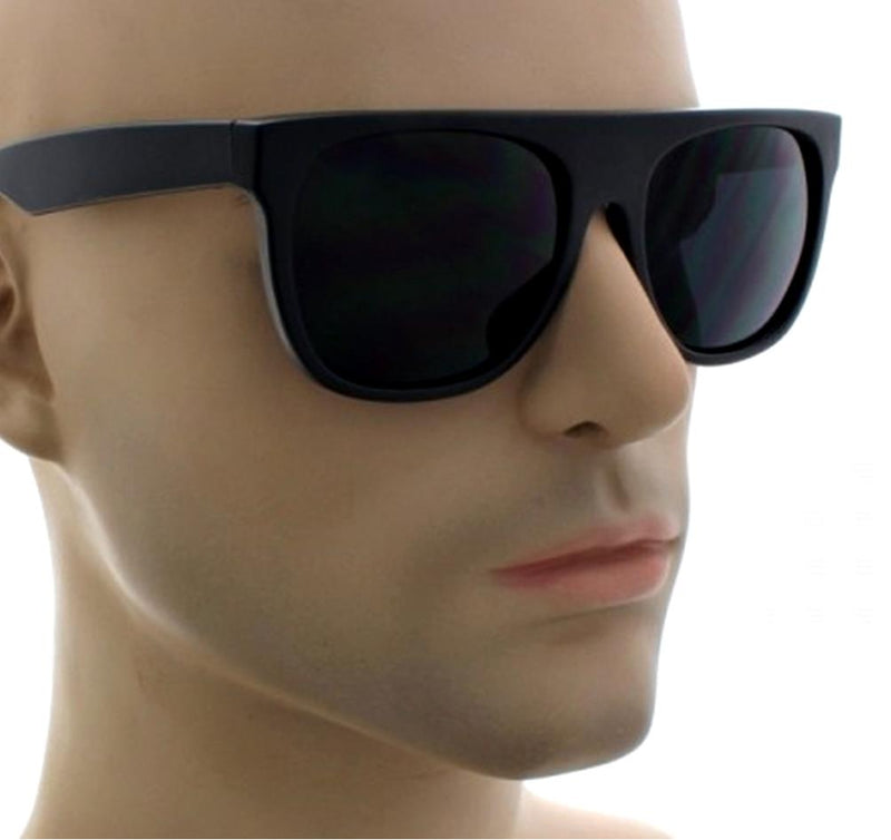Retro Flat Top Sunglasses Wesley Classic Black Frame Dark Lens