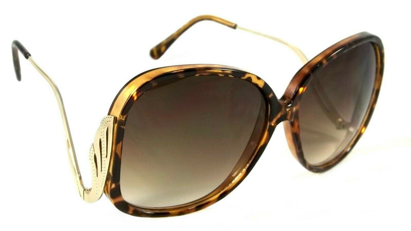 Women Oversized Sunglasses Honey Fashion Gold Metal Arms Retro Frame