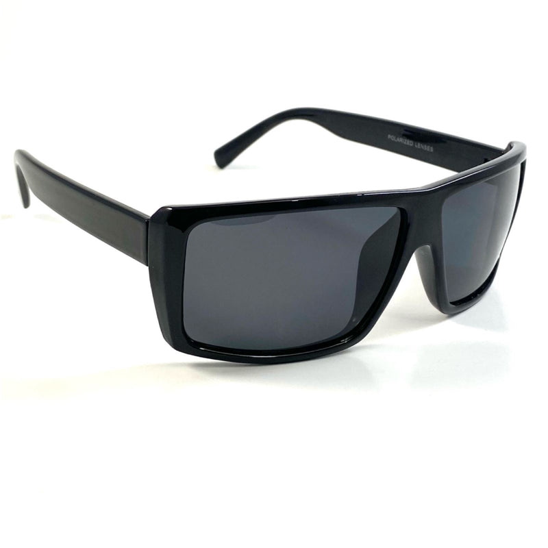 Men Retro Aviator Polarized Sunglasses Rectangle Classic Black Frame POL205