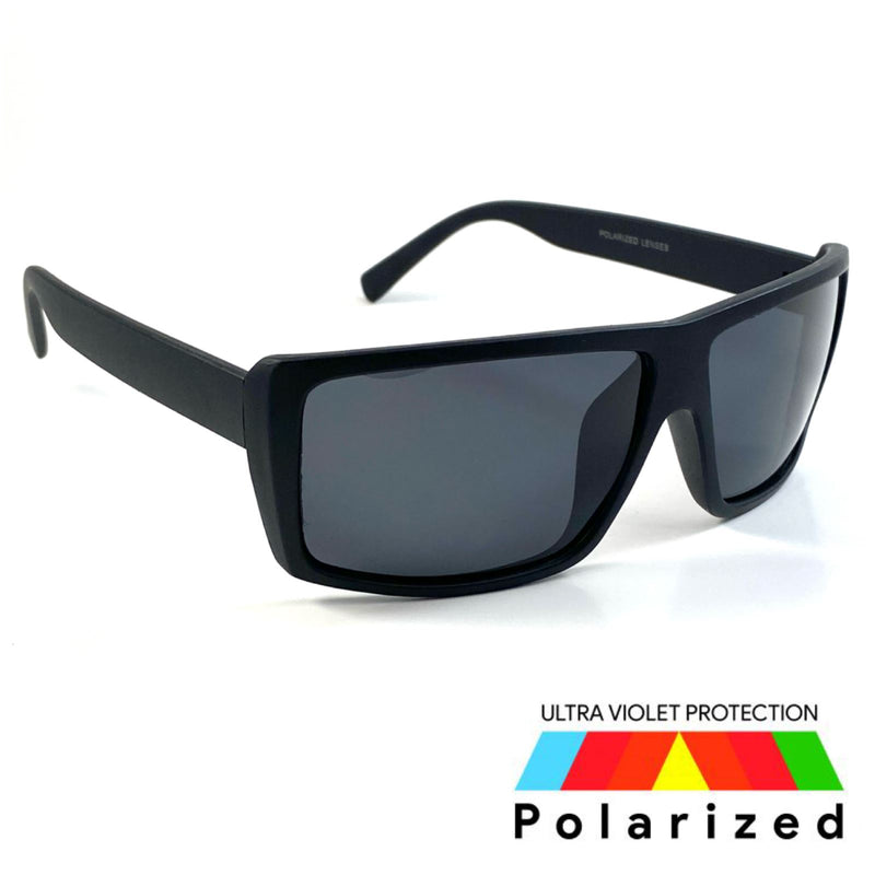 Men Retro Aviator Polarized Sunglasses Rectangle Classic Black Frame POL205