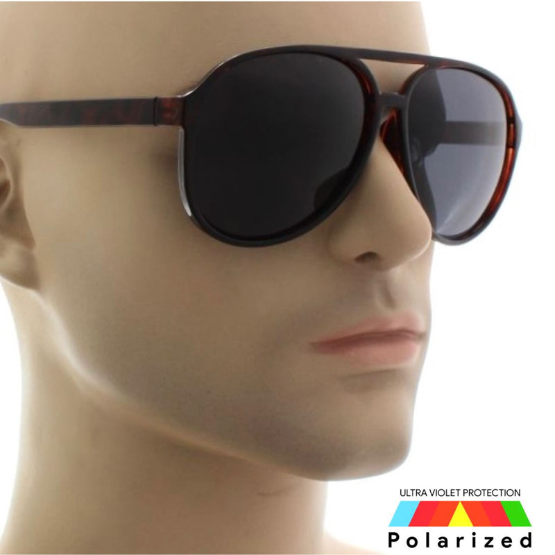 Retro Aviator Polarized Sunglasses Celebrity Hip Hop Style Smoke Lens POL305