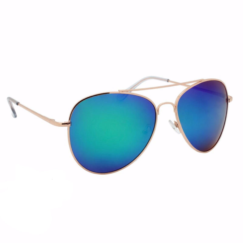 Blue Mirrored Aviator Sunglasses with Polarized Lenses