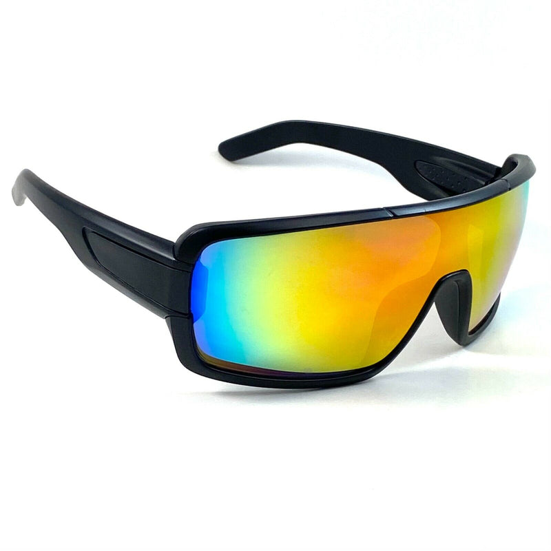 Cool Sport Sunglasses Futuristic Wrap Around Large Black Frame SPR102