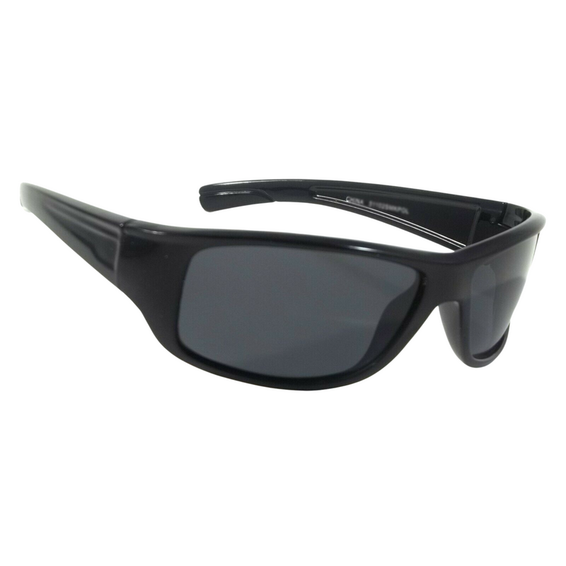 Wilton Polarized Sunglasses Wrap Black Frame Mirror Lens Style