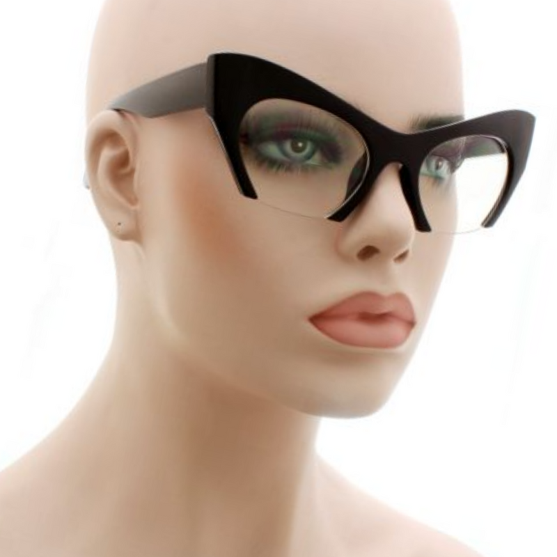 Women Cat Eye Clear Lens Glasses Retro Suzette Oversized Classic