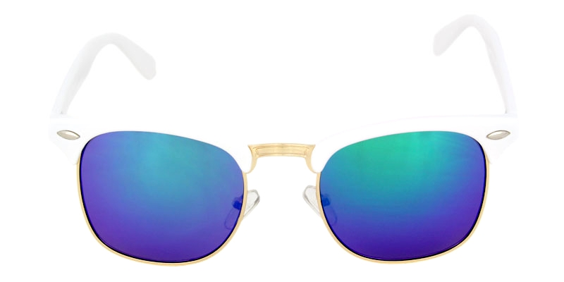 Retro Club-Master Sunglasses Shades Ross Mirror Lens White Frame