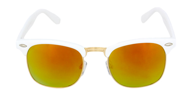 Retro Club-Master Sunglasses Shades Ross Mirror Lens White Frame