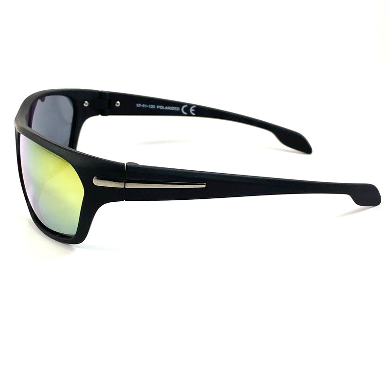Cool Sports Sunglasses Polarized Black Frame Silver Accent POL307