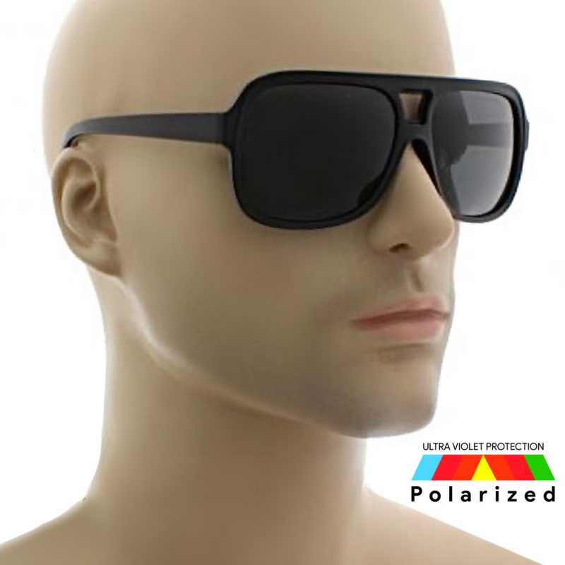 Aviator Polarized Sunglasses Retro Pillar Black Vintage Frame