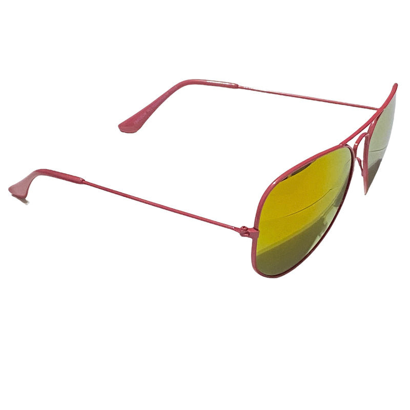 Retro Classic Aviator Sunglasses Vinny Pilot Metal Pink Frame Orange Lens